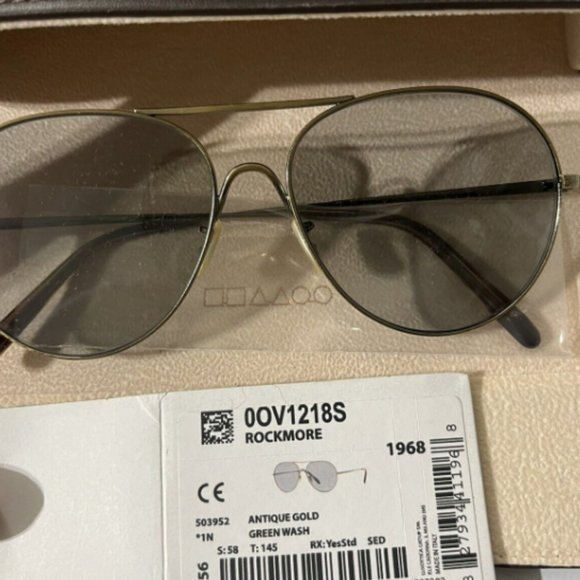 OLIVER PEOPLES ROCKMORE 58mm Sun MSRP$472 Antique Gold/Green Wash Great Reviews main image 6